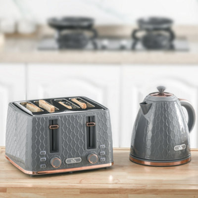 HOMCOM 1.7L Kettle and Toaster Set with Defrost Reheat and Crumb Tray Grey DIY at B Q