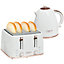 HOMCOM 1.7L Kettle and Toaster Set with Defrost, Reheat and Crumb Tray, White