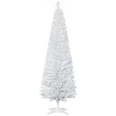 HOMCOM 1.8m 6ft Artificial Pine Pencil Slim Tall Christmas Tree with 390 Branch Tips Xmas Holiday Décor with Stand White