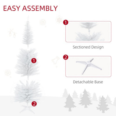 HOMCOM 1.8m 6ft Artificial Pine Pencil Slim Tall Christmas Tree with 390 Branch Tips Xmas Holiday Décor with Stand White - 5