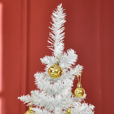 HOMCOM 1.8m 6ft Artificial Pine Pencil Slim Tall Christmas Tree with 390 Branch Tips Xmas Holiday Décor with Stand White - 8