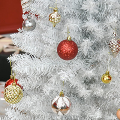 HOMCOM 1.8m 6ft Artificial Pine Pencil Slim Tall Christmas Tree with 390 Branch Tips Xmas Holiday Décor with Stand White - 9