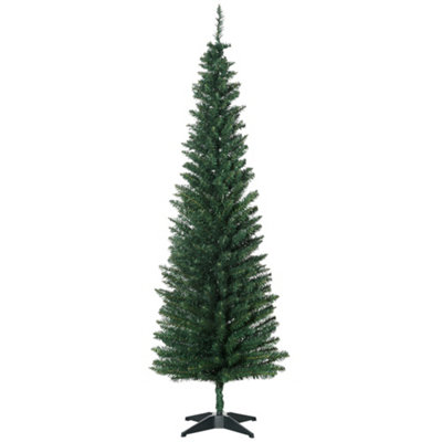 HOMCOM 1.8m 6ft Artificial Pine Pencil Slim Tall Christmas Tree with 390 Branch Tips Xmas Holiday Décor with Stand