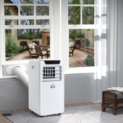 HOMCOM 10000 BTU Mobile Portable Air Conditioner Room Ac Unit w/ RC, White