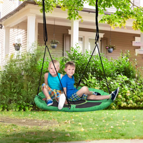 HOMCOM 100cm Giant Nest Web Rope Hanging Tree Swing Seat Round Backyard