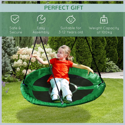 HOMCOM 100cm Giant Nest Web Rope Hanging Tree Swing Seat Round