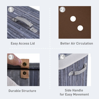 Collapsible Laundry Basket 2-Pack - 100L Waterproof Hampers With Extended Handles