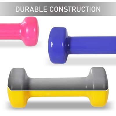 HOMCOM 10kg Colourful Dumbbell Weights Set Home Exercising Toning w ...