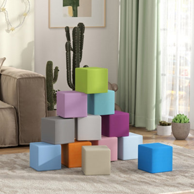 HOMCOM 12 PCs Soft Play Blocks Soft Foam Toy Blue