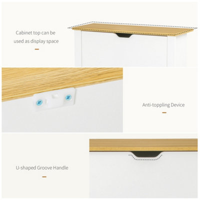 HOMCOM 12-Shoe Storage Cabinet 4 Shelves 2 Drawers Tabletop 4 Legs Modern White - 4