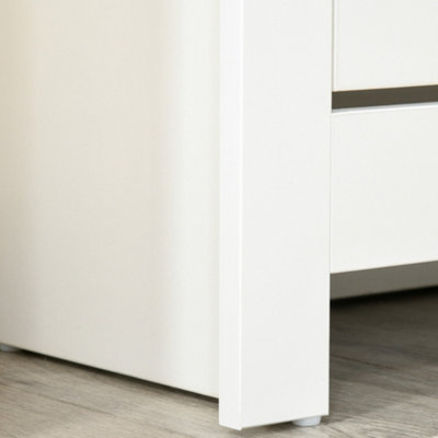 HOMCOM 12-Shoe Storage Cabinet 4 Shelves 2 Drawers Tabletop 4 Legs Modern White - 8