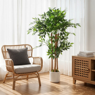 HOMCOM 120cm Artificial Ficus Tree, Faux Plant for Home Decor