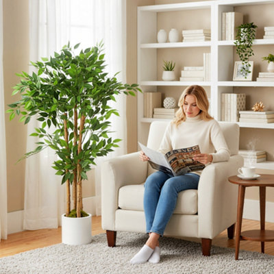 HOMCOM 120cm Artificial Ficus Tree, Faux Plant for Home Decor