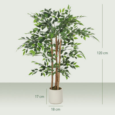 HOMCOM 120cm Artificial Ficus Tree, Faux Plant for Home Decor