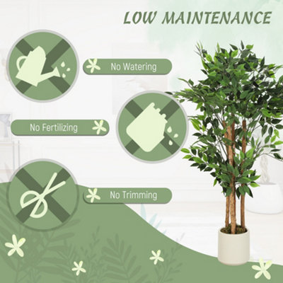 HOMCOM 120cm Artificial Ficus Tree, Faux Plant for Home Decor