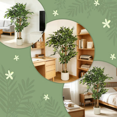 HOMCOM 120cm Artificial Ficus Tree, Faux Plant for Home Decor
