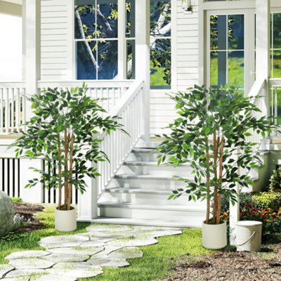 HOMCOM 120cm Artificial Ficus Tree, Faux Plant for Home Decor
