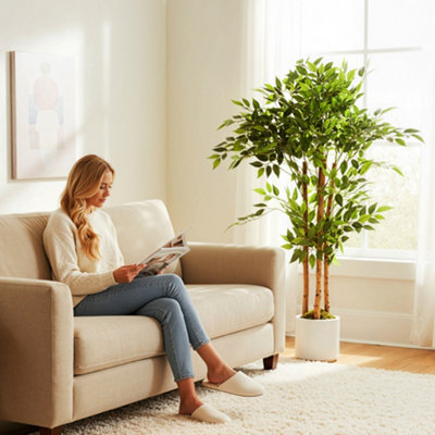 HOMCOM 120cm Artificial Ficus Tree, Faux Plant for Home Decor