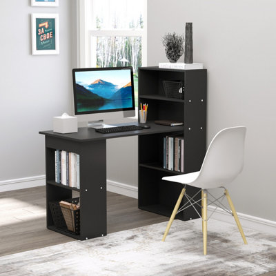 Black desk with drawers and deals shelves