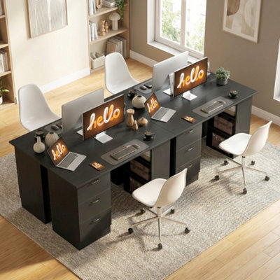 HOMCOM 120cm PC Table Workstation Computer Desk w/ Drawers, 3 Shelves Black