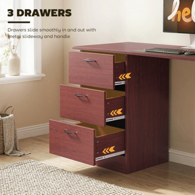 HOMCOM 120cm PC Table Workstation Computer Desk w/ Drawers, 3 Shelves ...