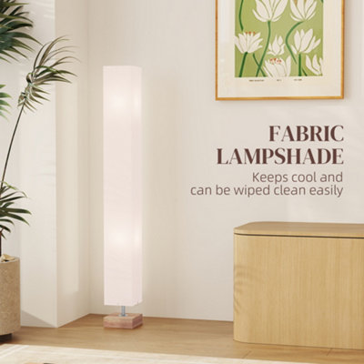 HOMCOM 120cm Tall Linen Floor Lamp w/ Wood Base Steel Frame 2 Bulbs Home Lighting Soft Atmospheric Stylish Modern Cream - 4