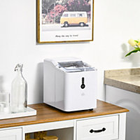 HOMCOM 12kg Ice Maker Machine Counter Top Home Drink Equipment w/ Basket White