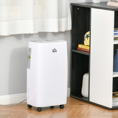 HOMCOM 12L/Day 2500ml Dehumidifier for Home with 24H Timer and 2 Speed  Modes
