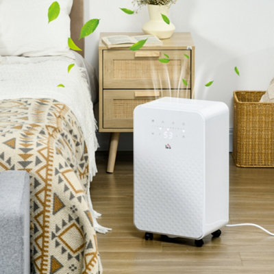 HOMCOM 12L/Day Portable Quiet Air Dehumidifier with Purifier, Timer, 5 Modes