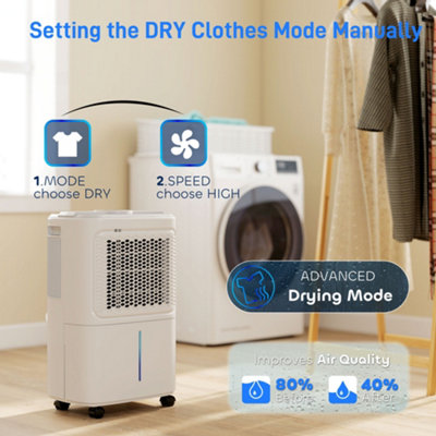 HOMCOM 12L/Day Small Dehumidifier for Home Damp, with Humidity Light