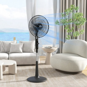 HOMCOM 12V DC Standing Fan with 75 degree Oscillation Mosquito Repellent Function