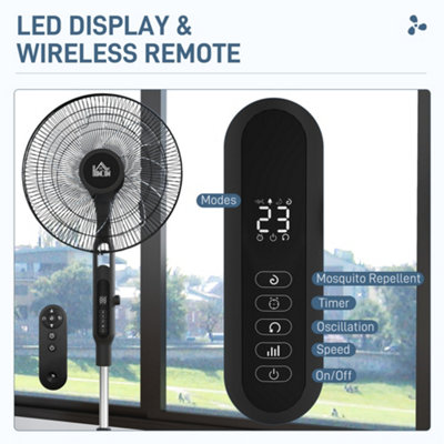 HOMCOM 12V DC Standing Fan with 75 degree Oscillation Mosquito Repellent Function - 6