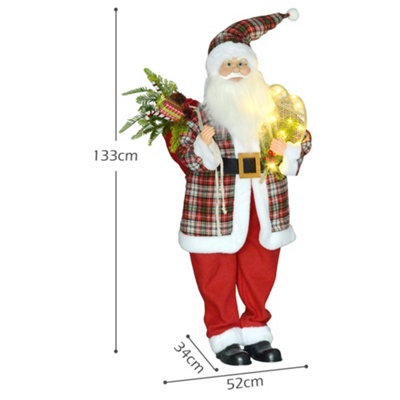 HOMCOM 133cm Animated Life Size Santa Claus with Sound Activated for Party - 3