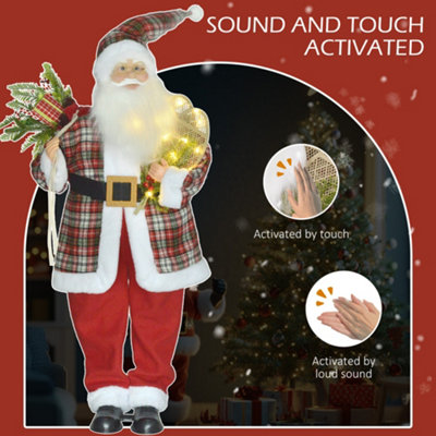 HOMCOM 133cm Animated Life Size Santa Claus with Sound Activated for Party - 4