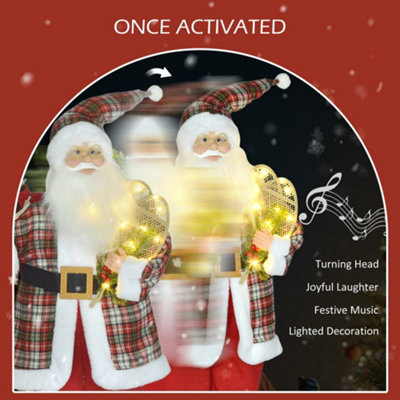 HOMCOM 133cm Animated Life Size Santa Claus with Sound Activated for Party - 5