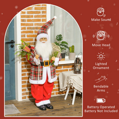 HOMCOM 133cm Animated Life Size Santa Claus with Sound Activated for Party - 6