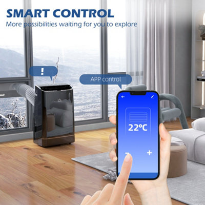 HOMCOM 14,000 BTU Mobile Air Conditioner with WiFi Smart App, 35m² 823-049V70BK
