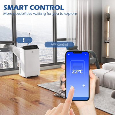 HOMCOM 14,000 BTU Portable Air Conditioner Unit with WiFi Smart App, 35m²