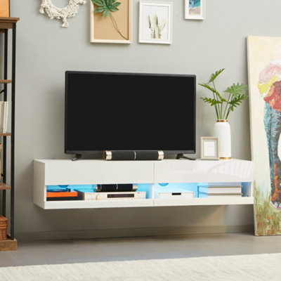 White tv cabinet with deals led lights