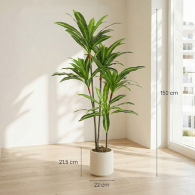 HOMCOM 150cm Lifelike Fake Tree with Bendable Trunks for Home Decor, Green