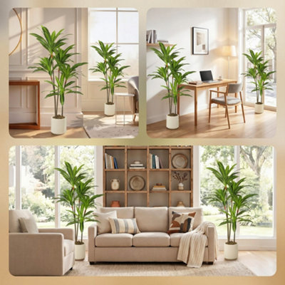 HOMCOM 150cm Lifelike Fake Tree with Bendable Trunks for Home Decor, Green
