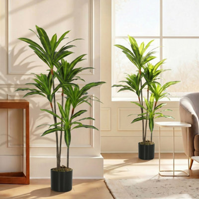 HOMCOM 150cm Lifelike Fake Tree with Bendable Trunks for Home Decor, Green