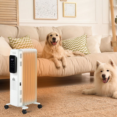 HOMCOM 1630W Oil Filled Radiator Heater W/3 Heat Settings Remote Control  White | DIY at Bu0026Q