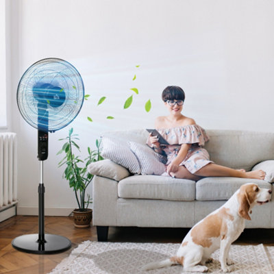 HOMCOM 18" Oscillating Floor Fan Indoor Air Tower Standing W/ RC, 7.5-Hour