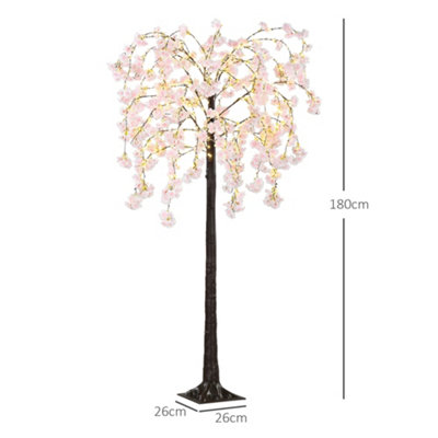 HOMCOM 180cm Cherry Blossom Tree Light with 350 LED Lights Fake Sakura Tree - 3