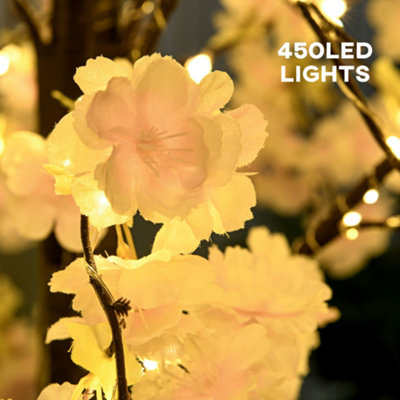 HOMCOM 180cm Cherry Blossom Tree Light with 350 LED Lights Fake Sakura Tree - 4