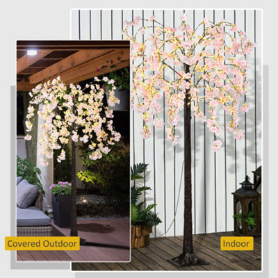 HOMCOM 180cm Cherry Blossom Tree Light with 350 LED Lights Fake Sakura Tree - 7