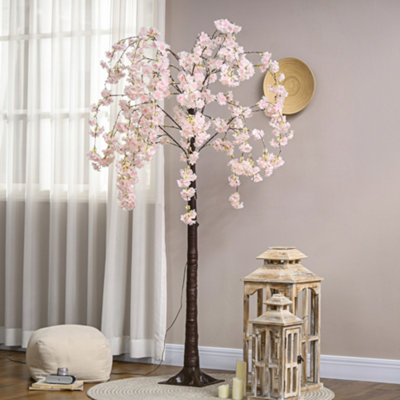 HOMCOM 180cm Cherry Blossom Tree Light with 350 LED Lights Fake Sakura Tree - 8
