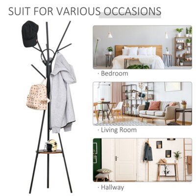 Metal Coat Rack Stand Hat Hanger, Black, 182cm