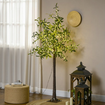 HOMCOM 180cm Olive Tree Light w/ 300 Warm White LED Lights Artificial Tree